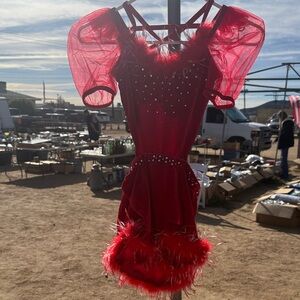 Weissman Red Feathered Tulle Party Costume
